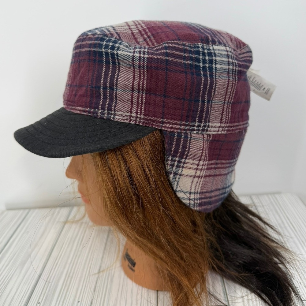 Vans Reversible Trenches Black Plaid Flannel Ear Flap Cap Women's Size SM NEW - Picture 3 of 15
